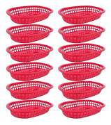 100pcs/50pcss Food Basket Oval Shape Dinnerware Plastic French Fries Fast Food Storage Plates For Restaurant Red 100 Pcs