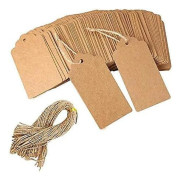 100 st Kraftpapper Presentetiketter - Bruna Rektangulära Hantverkshängeetiketter