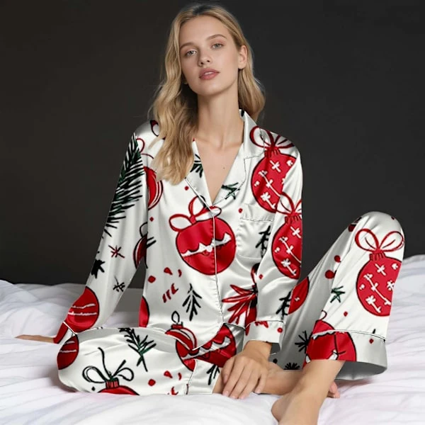 Familj Jul Pyjamas Matchande Set Siden Casual Matchande Set för Familj Mother XXXL
