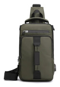 Slingväskor Casual Mångsidiga Axel Bröst Ryggsäckar Med Usb Laddningsgränssnitt Army Green