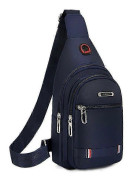 Axelväska för män, utomhus sport crossbody-väska med USB-laddning i Oxford-tyg, 3 dragkedjor blue
