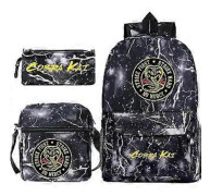 3-pack Cobra Kai Ryggsäckar för Barn Skolväska Casual Ryggsäckar Tryck Ryggsäck för Tonåringar Flickor Pojkar Reseväska (9)