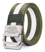 Flätat bälte för män, taktiskt armébälte GRÖN&VIT GREEN&WHITE