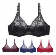 Sexig spets-bh för kvinnor, enfärgad ihålig underkläder, ultratunn tjock c d-kupa soutien gorge plus size lingerie Beige 75d