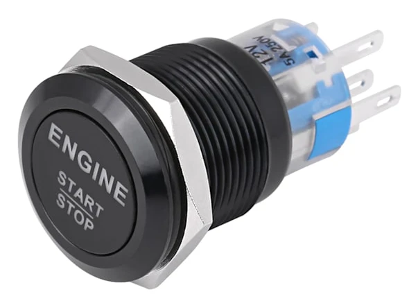 12V Svart Zinklegering LED Bilmotor Start Stopp Tryckknapp