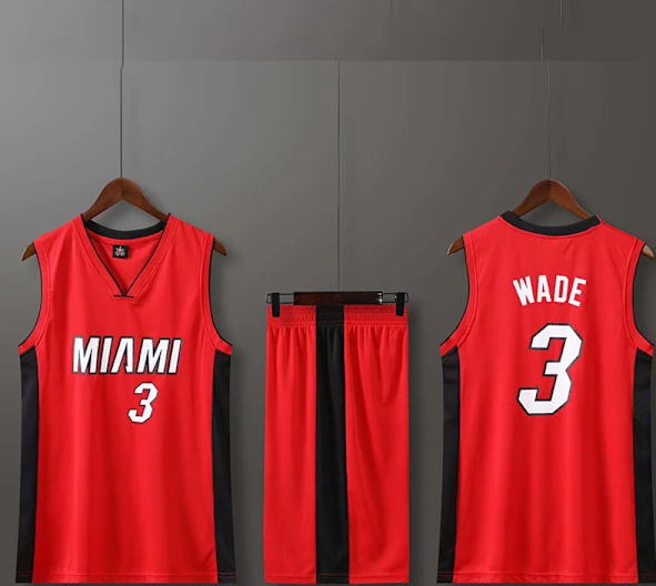 NBA Basketball Uniform MIA Red Suit-No. 3 Vada 5XL (185-195cm)