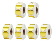 6 Rullar Etiketter Gåvor Bröllop Papper Presentlapp Självhäftande Hjärtformad Godis Kort Jul Ing Punkt Bakning Tätning Metalliska Kuvert Rund Form Kärlek Väska H