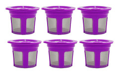 6 st återanvändbara och påfyllningsbara K-Cup kaffefilterkapslar för Keurig K50 K55 kaffebryggare Purple
