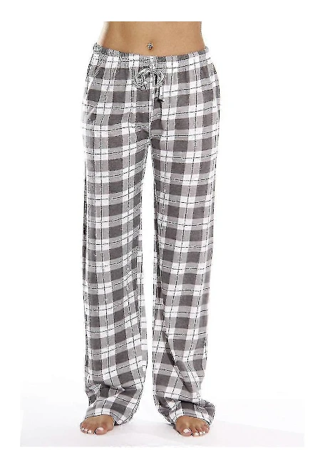 Dam Pyjamasbyxor med Fickor, Mjuka Flanellrutiga Pyjamasbyxor för Damer grå L