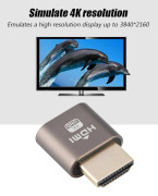 HDMI Dummy Plug Headless Ghost Display Emulator Display Adapter 1920x1080 @60Hz Silver Grey