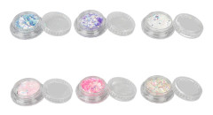6 Ask Nagelkonst Glitterpulver Blandade Färger Manikyr Dekoration Sekvenser Flakes för Nagelsalong