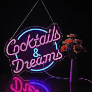 Cocktails And Dreams Neonskylt För Väggdekor Neonskyltar Med Dimmer LED Neonskyltar Sovrum Ölbar Neonljusskylt Hotell Party Klubb Kontor