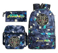3-pack Cobra Kai Ryggsäckar för Barn Skolväska Casual Ryggsäckar Tryck Ryggsäck för Tonåringar Flickor Pojkar Reseväska (23)