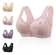 Daisy BH för äldre kvinnor, Bekväm praktisk knäppning framtill för äldre kvinnor utan bygel, BH med spänne fram Bekväm korsett-BH - Perfekt Pink Size 36