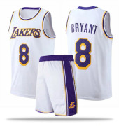 Mordely #8 Kobe Bryant Baskettröja Set Lakers Uniform för Barn Vuxna - Vit 26 (140-150CM)