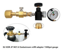 Cga320/w21.8 Soda Maker Co2 Carbonator Cylinder Tank Refill Adapter Filling Kit with Gauge CGA320