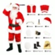 11-delars tomteröd sammetsdräkt, tomtekostymset för vuxna + hatt, komplett outfit med 11 delar. Santa Claus L