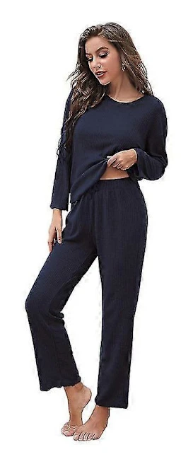 Pyjamasset Dam Långärmad Sovkläder Loungewear Mjukt Pyjamasset