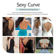 Women's Backless Body Shaper Bra With Invisible Shoulder Straps Deep V Bodysuit Black S