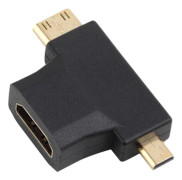 3 i 1 Micro Hane Mini HDMI Hane till HDMI Hona Kabeladapter C Svart