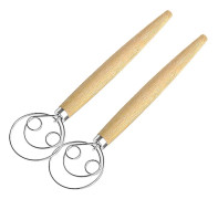 Danska Degslagare, 2-pack Danska Visp 33 cm Rostfritt Stål Holländsk Stil Brödslagare Trähållsblandare Verktyg för Tårta, Bröd, Kakor, Paj