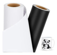Vinyl Matt Permanentvinyl 30,48 cm x 50,80 m Svart och vitt självhäftande vinyl, lämplig för alla skärare, prägling