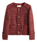 Semestervind Solnedgång Ros Handstickad A-vävd Liten Doft Ull Tweed Kappa för Kvinnor 2XL