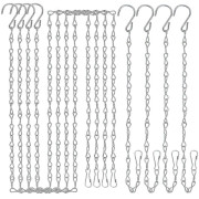 12 st Svarta Metall Hängande Korgkedjor, 24 cm Ersättnings Förlängare Metallkedjor Set Med Klämmor & Krokar För Kycklingmatare Fågelbur Planteringskärl Lykta
