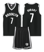 Mordely #7 Kevin Durant Baskettröja Set Nets Uniform för Barn Vuxna - Svart 2XL (170-175CM)