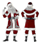 Jultomtekostym Vuxenjulkostym Röd Deluxe Sammet Fancy 8st Gift_y red 3XL