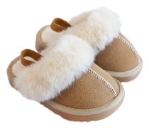 Unisex-barn plysch fodrad hussko Mysig fuskpälstofflor W Brun 27