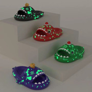 Kvinnor Män Luminous Shark Tofflor Halloween Pumpa Tofflor Xmas Kreativa presenter Husskor Jul Unisex Rutschbanor för hem Red 44-45
