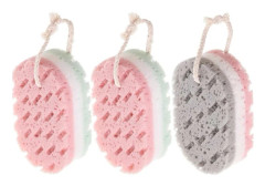 3-pack badsvamp för peeling, mjuk badskrubb