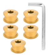 5 Styck Cykel Kedjering Skruv Kedjehjul Bolt för Enkel Dubbel Trippel Speed ​​(guld-5mm)