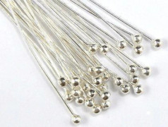100 st. Silverpläterade hattpinnar med kula 20 mm. långa