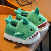 Barntofflor Ylleskor för pojkar Flickor Sandaler Vinter Indoor Shark Tofflor green 32-33(insole 20.5cm)