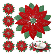 6 st Juldukar Jul Applikation Julstjärna Röd