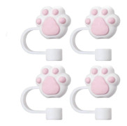 4-pack Silikon Sugrörsskydd för 40 Oz Sugrör, Återanvändbara Dricksugrörslock för 0,4 Tums Sugrör Vita & Rosa