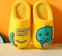 Vinter barntofflor Dinosaur Varm plysch inomhus Höst Halkfri mjuk plysch tofflor yellow 28-29(insole 17cm)