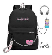 Blackpink Ryggsäck USB Uppladdningsbar Ryggsäck Student Skolväska