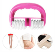 Plastic Handle 2 Wheels Muscle Massage Roller Massager Cellulite Roller For Legs Arms Back Muscle Pain Relief And Muscle Relaxation Pink