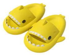 Shark Haj Tofflor, Lämplig för vuxna och barn Söt Tjock Sula Hajar Halkfria Tofflor Inomhus Duschtofflor Sandaler Shark Slippers Gul 24/25 EU