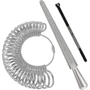 Ringstorleksmätare med Metallringmandrel Ringskiftmätare, Fyra Storlekar Ringstick Smyckesmandrel och Ringmätare Fingerskiftning, Män Kvinnor Svart
