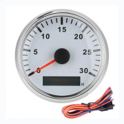 85 mm / 3,3 tum båtvarvräknare sensor IP67 Tacho mätare 12V / 24V röd lampa med LCD-display servicetimmarmätare 3000 RPM silver ram vit urtavla