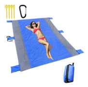 Strandfilt Stor Storlek 86,7 tum * 70,9 tum Utomhus Sandfri Picknickfilt Nylon Strandmatta med 4 Stakes för Resor Camping Vandring