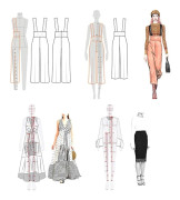 Modeillustration Linjaler Skissmallar Linjal Sömnad Humanoida Mönster Design Kläder Meas