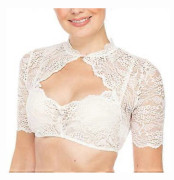 Traditionell bayersk tysk dirndlblus spets Oktoberfest kortärmad urringad crop top med knappar för kvinnor vit XL
