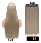 5 clip-in hårförlängningar Långt rakt ett stycke syntetiskt värmebeständigt fiberhårstycke 22 tum svart blond naturlig frisyr