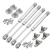 4-pack gasfjädrar 100N hydraulisk lyftstöd mjukstängande autolås för skåpsdörrar köksskåp fönster silver