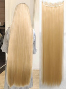 Syntetisk 5 Clip In Hårförlängningar Lång Rak Frisyr Frisyr Svart Brun Blond 80CM Naturligt falskt hår för kvinnor